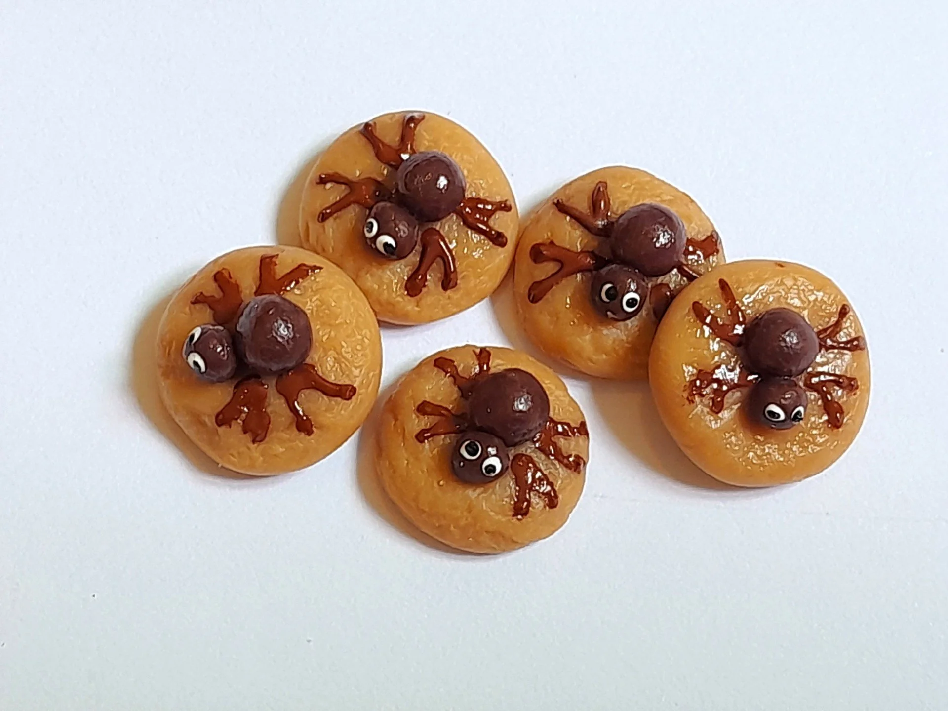 Dollhouse Miniature Halloween Cookies : Handmade Polymer Clay Bakery Spider Cookie Biscuit Treats