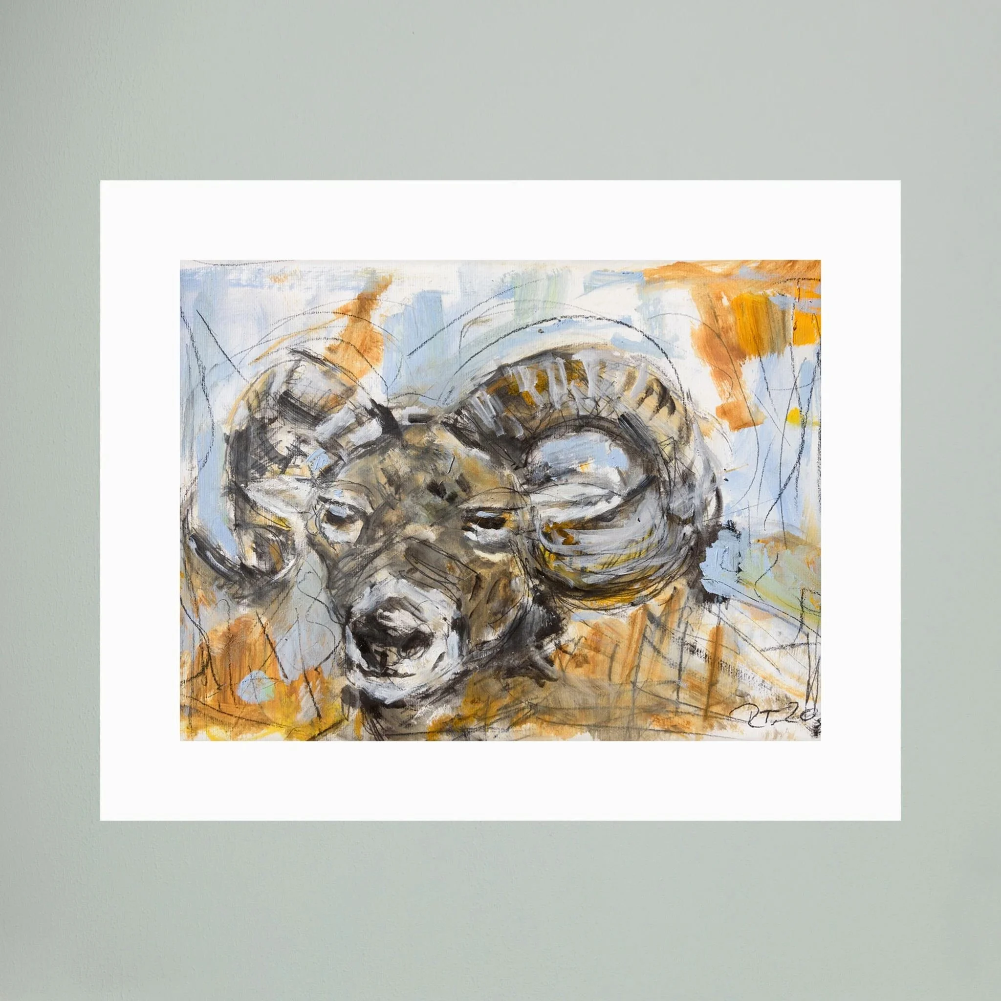 Mufflon- FineArtPrint mit weißem Passpartout