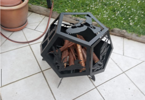 Final fire pit, displaying native birds of Aotearoa and Canada