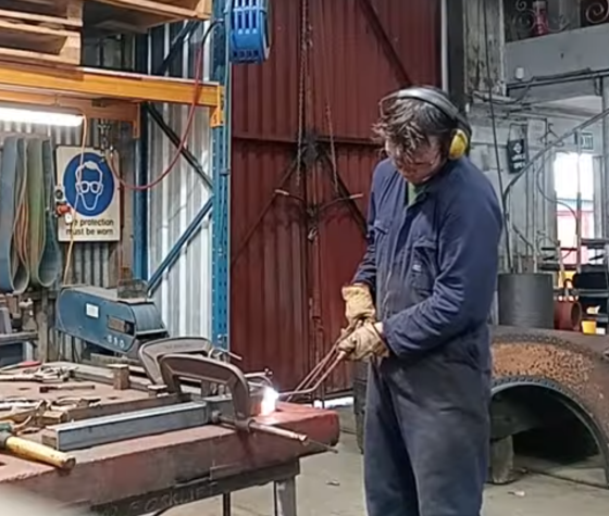 Bending angle-line into shape. 