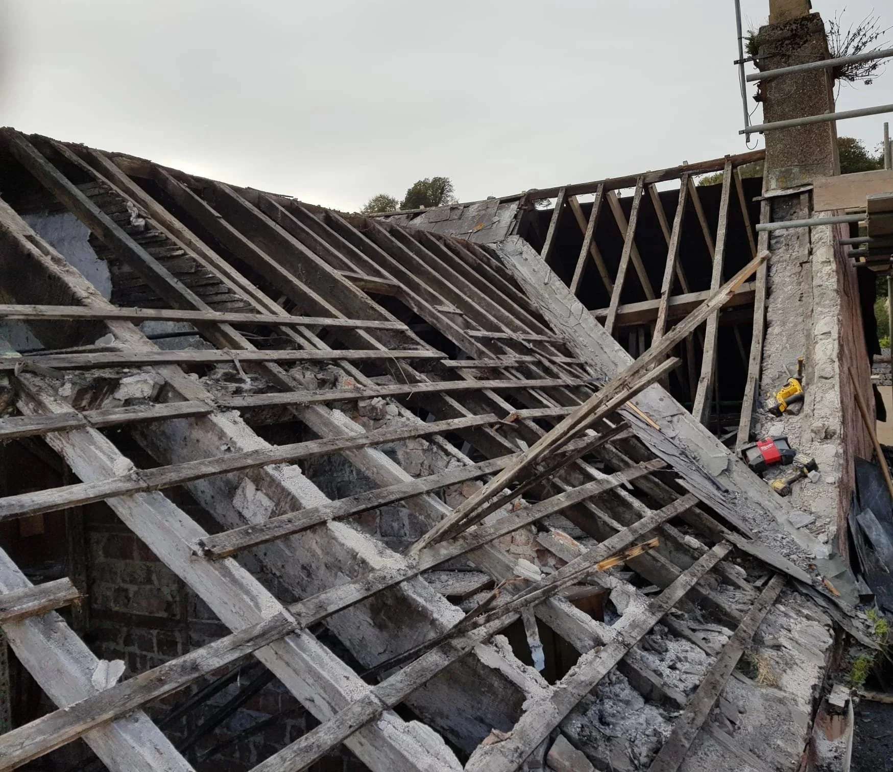 Roof after slates have been removed