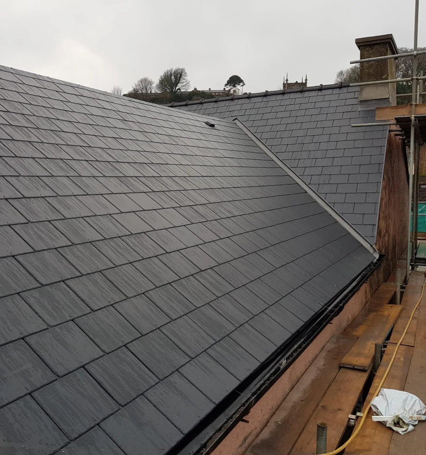 Completed slate roof renovation