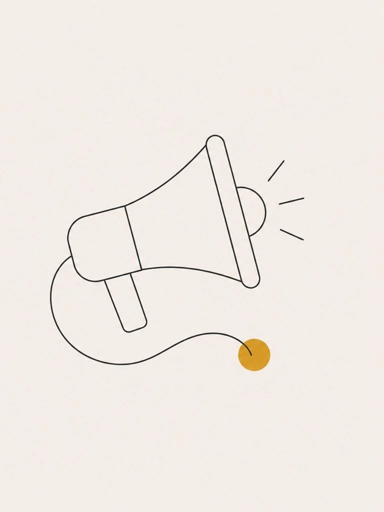 Een eenvoudige lijntekening van een roze of rode megafoon voor een online marketing en communicatie medewerker in zeeuws vlaanderen