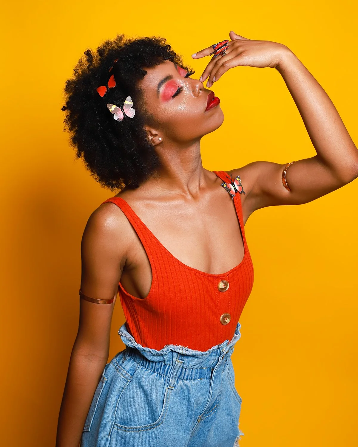 A collection of modeling photographs from Sátin Marché's creative work across fashion, editorial, commercial, and collaborative projects.