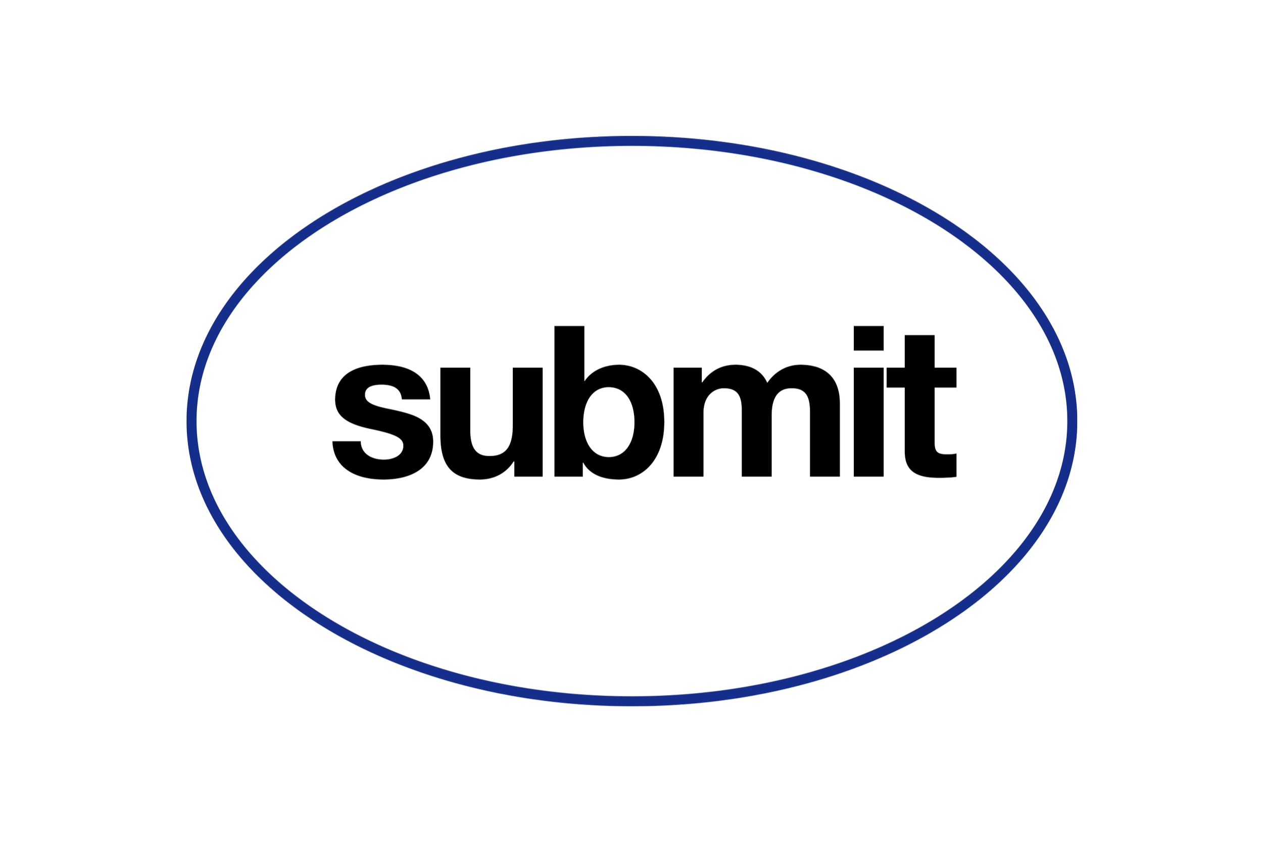 A large white button with a blue outline featuring the word 'submit' in bold black text.