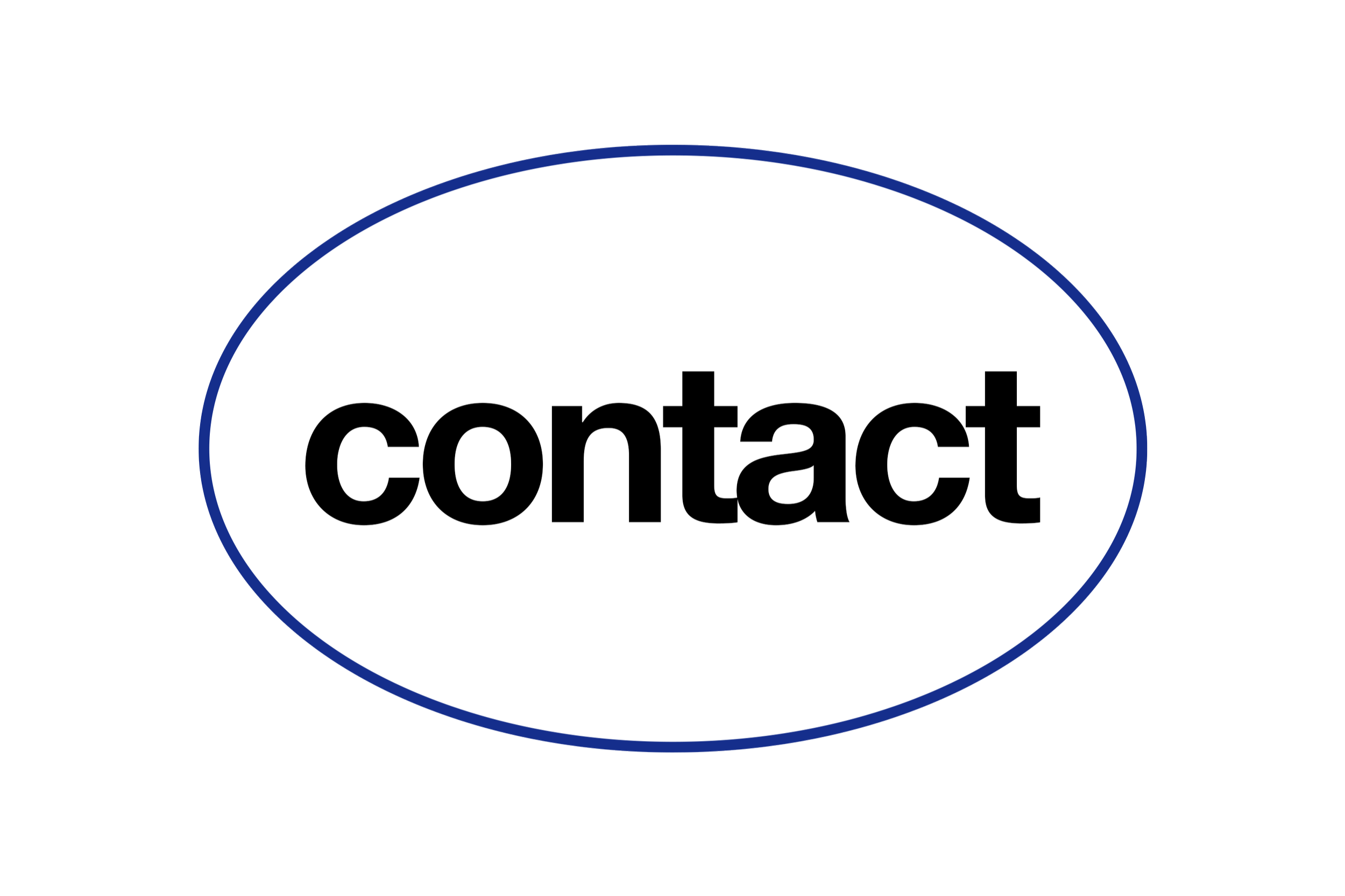 Contact button with white background, blue border, and black text.