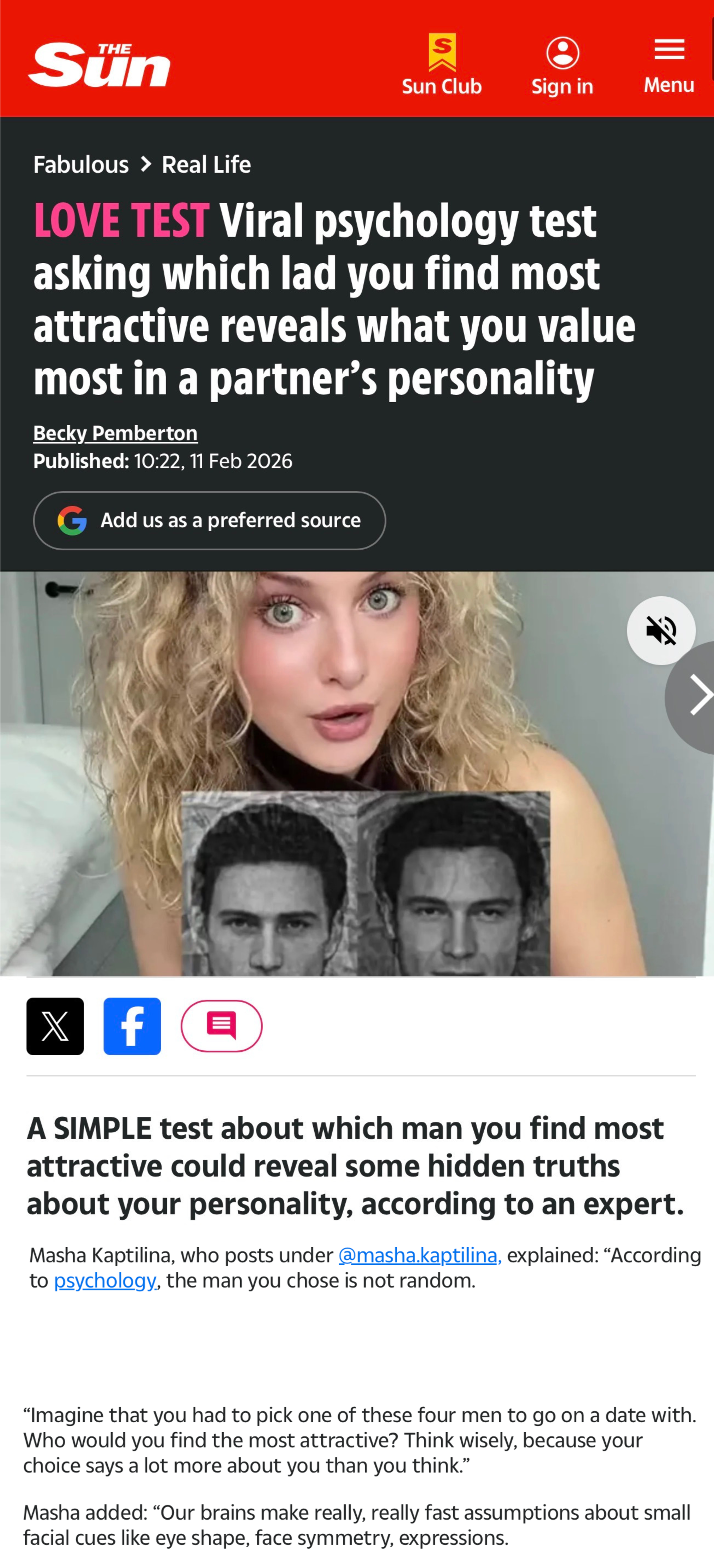 A woman with curly blonde hair holding a black-and-white photo of two men with similar facial features.