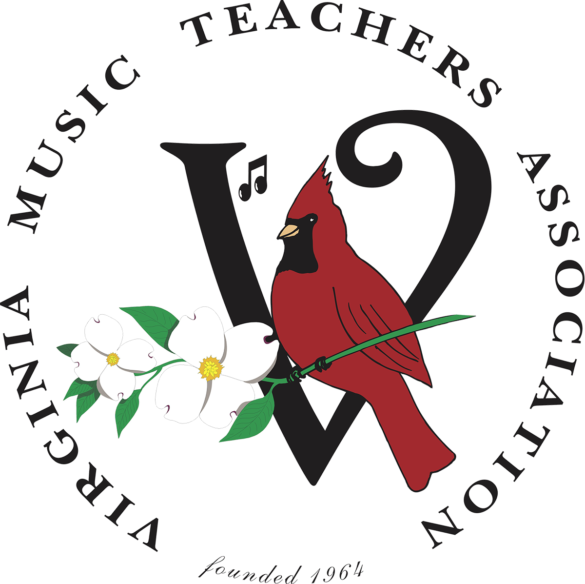 A logo featuring a black letter V with a red cardinal bird perched on it, white cotton flowers, and the text 'Academic Support Services' encircling the design.