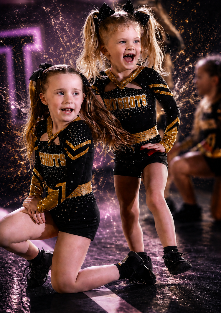 Notts Hotshots competitive cheerleading athletes performing near Hucknall Nottinghamshire