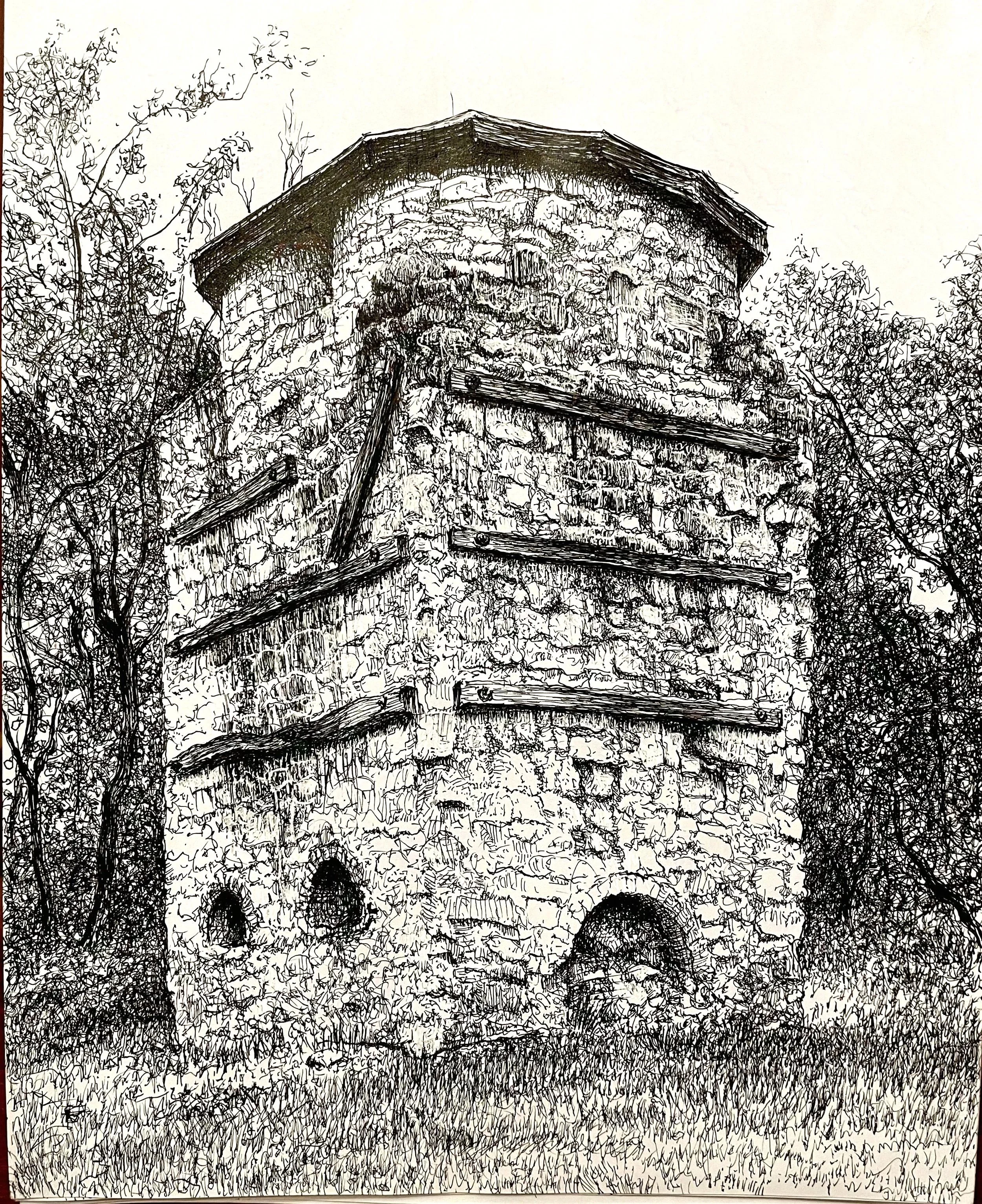 "Lime Kiln",  pen & ink,  8 1/2" x 10 1/2",   2024,    In private collection