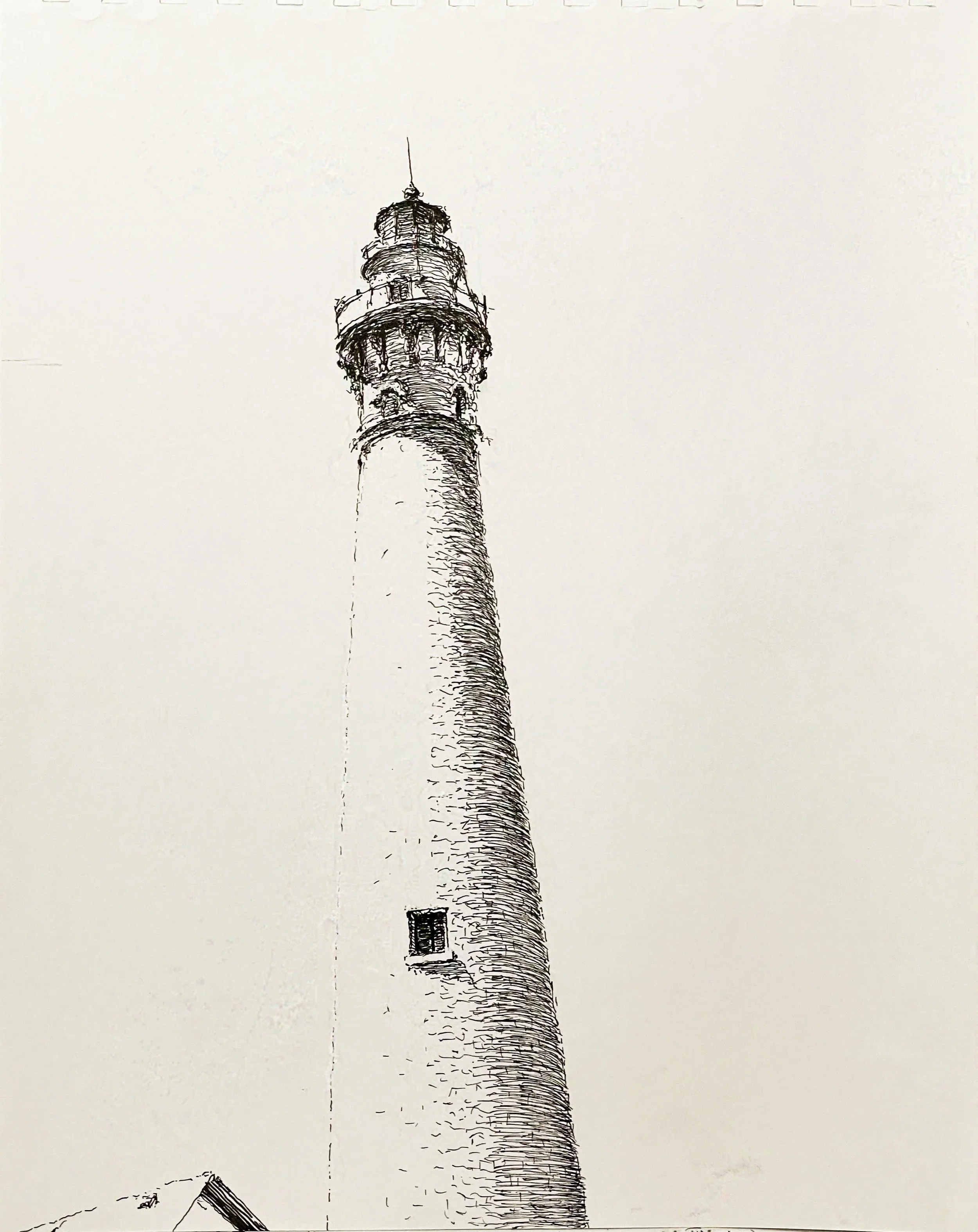 "Wind Point Lighthouse",  pen & ink,  8 1/2" x 10 1/2",   2025