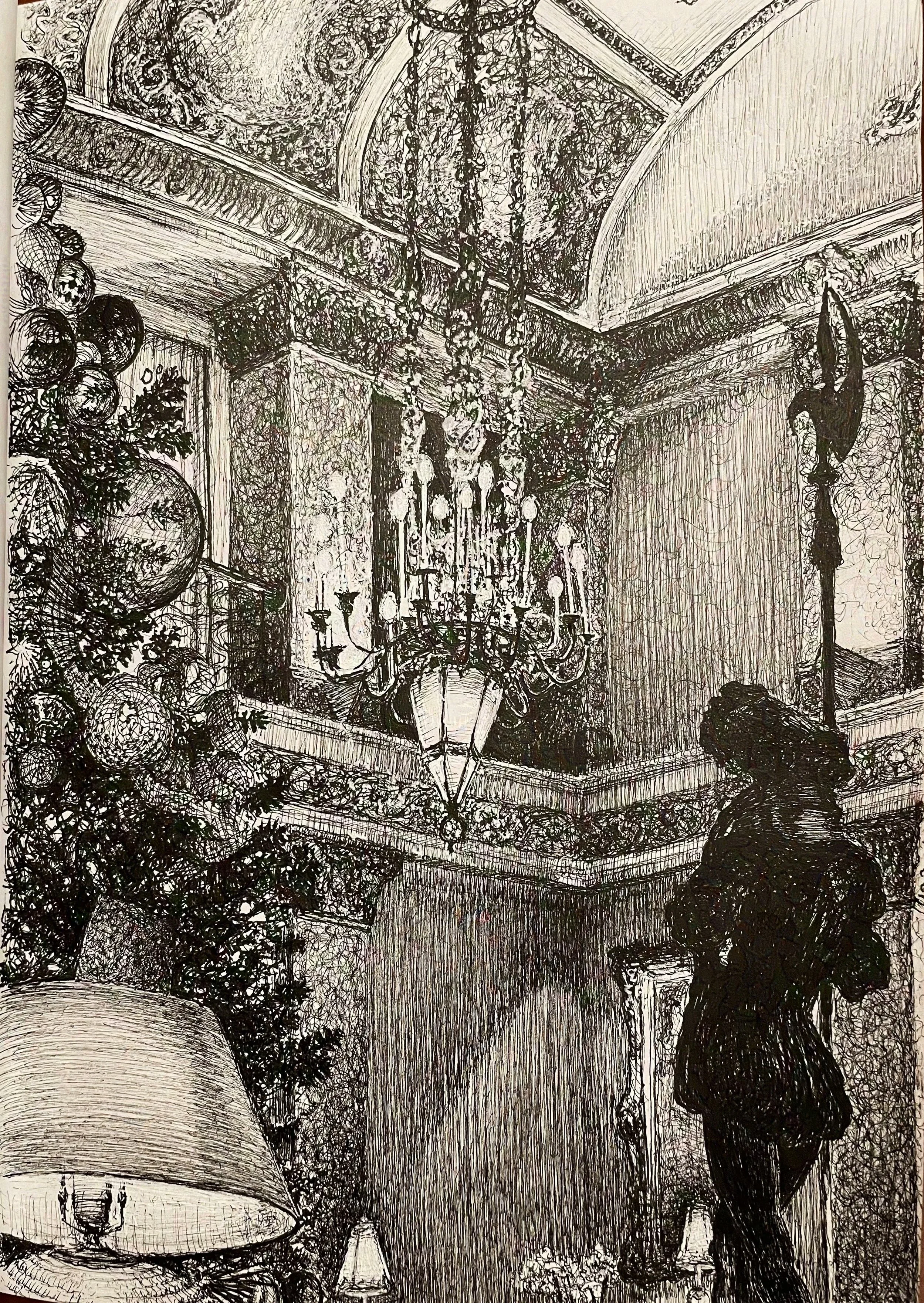 "Holiday Lights" (Pfister Hotel),  pen & ink,  7 3/4" x 10 3/4",  2024,   In private collection