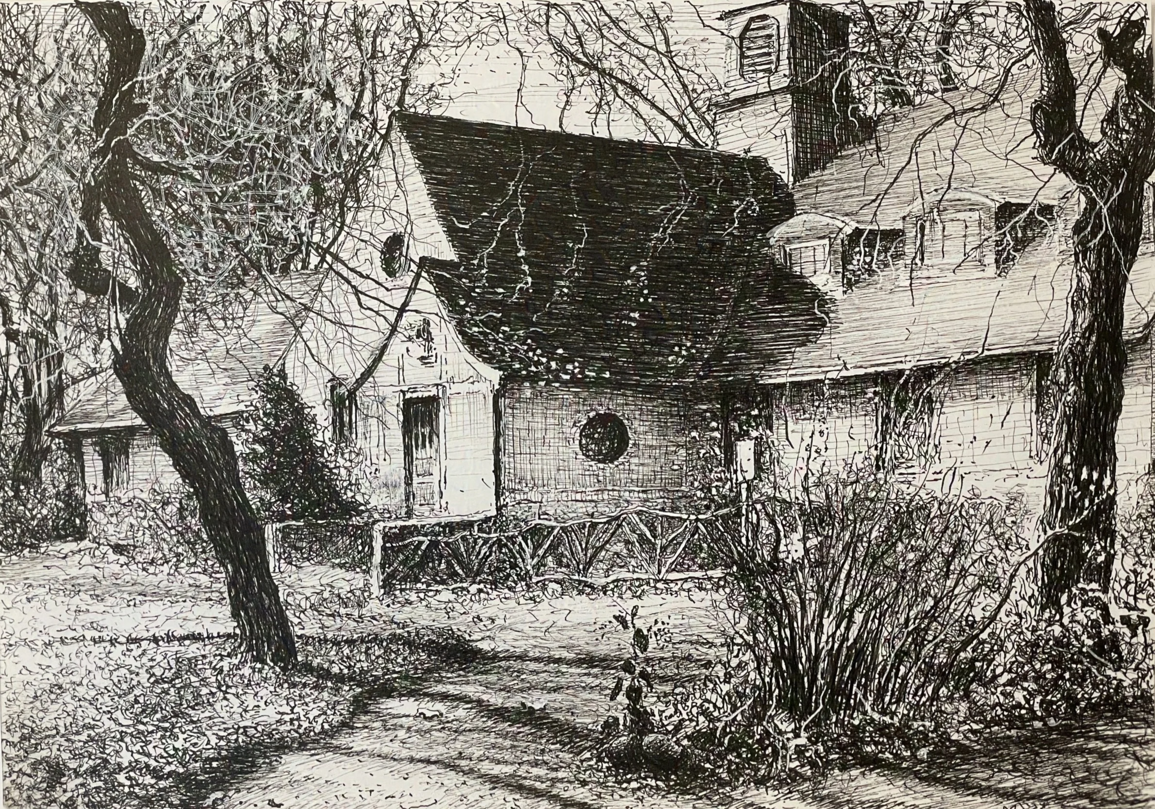 "The Glen",  pen & ink,  10 3/4" x 7 3/4",  2023
