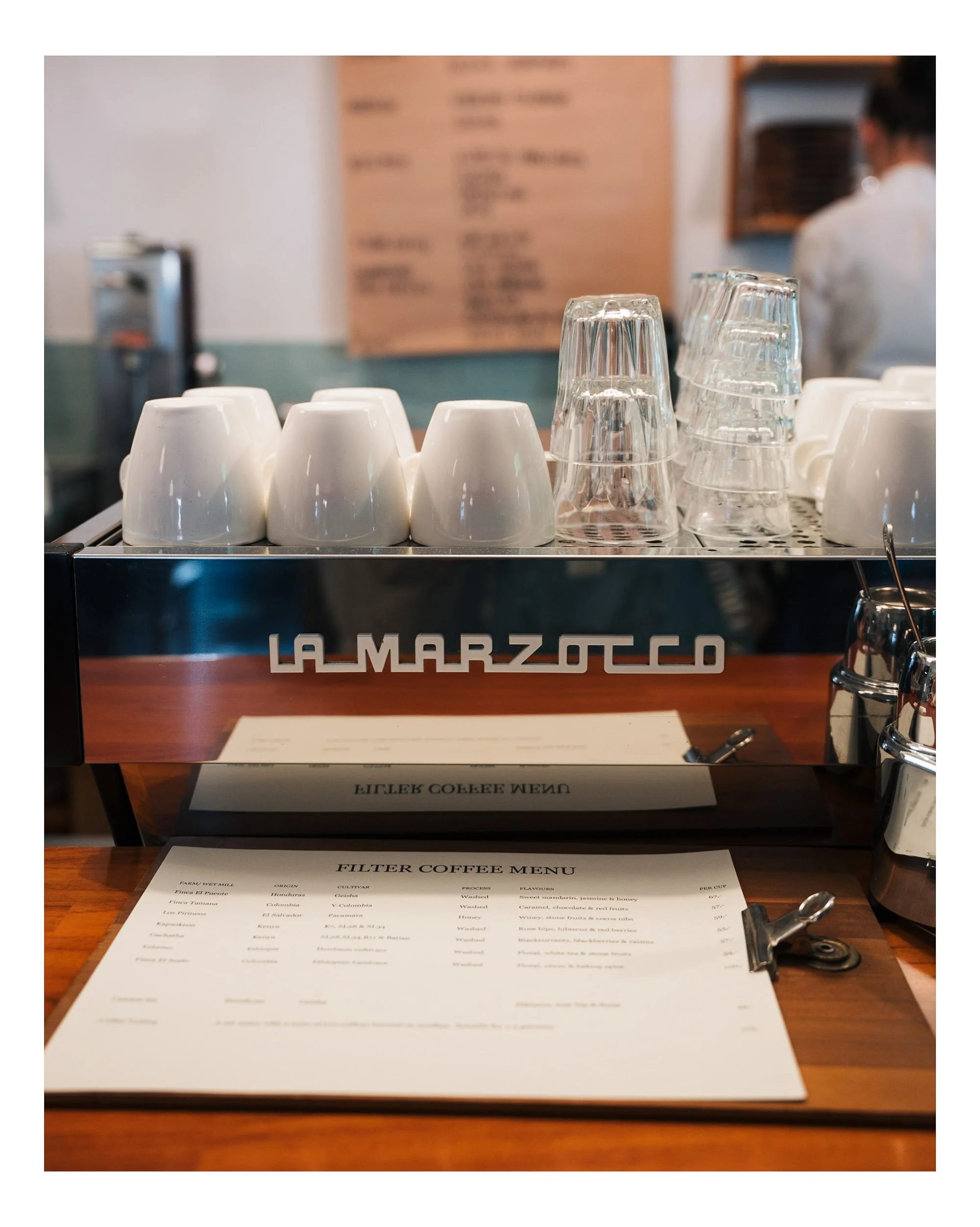filter coffee menu at Tim Wendelboe, Oslo, Norway Commercial photography