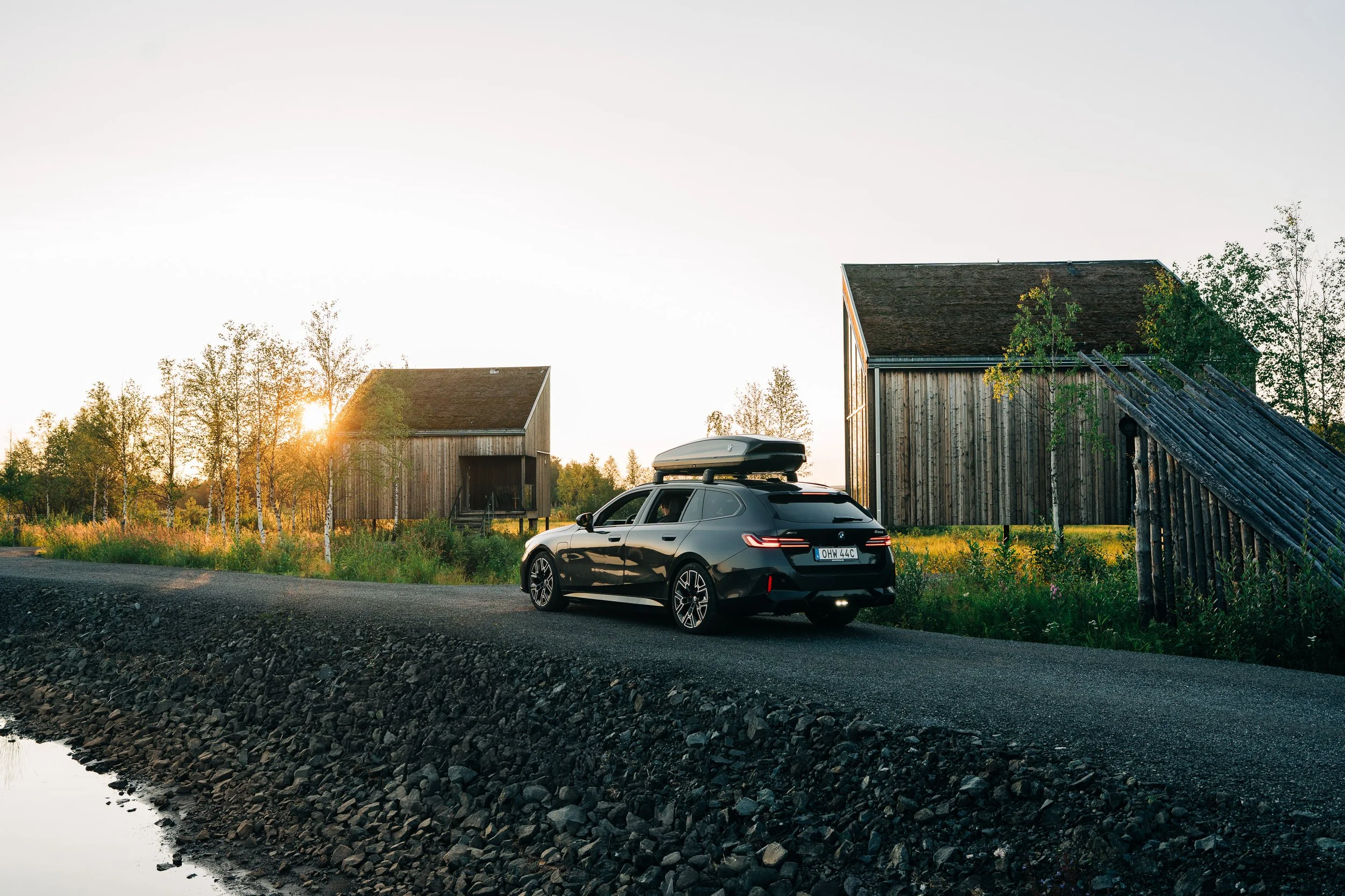 BMW outside the Arctic Bath hotel in Sweden for Commercial brand photography