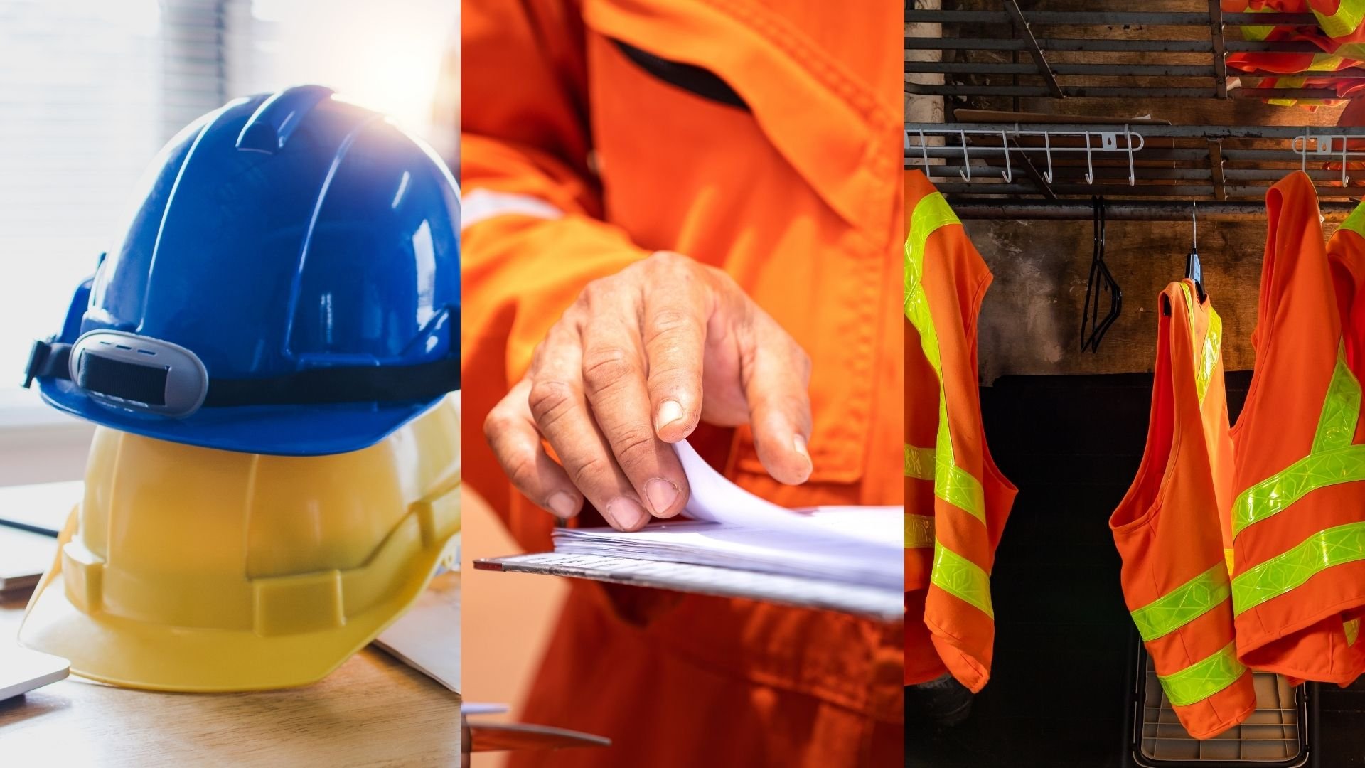 Hard hat, safety vest, and technician on the worksite.