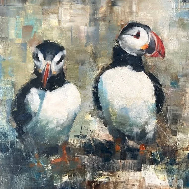Puffins, Outer Hebrides, Oil Painting