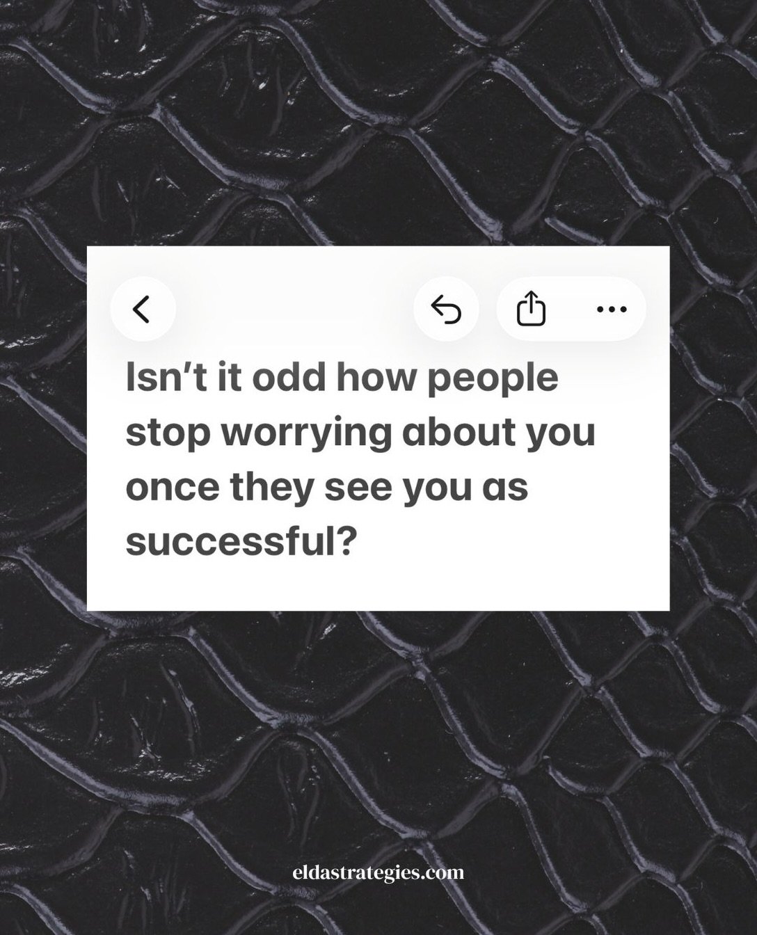 Isn&rsquo;t it odd how people stop worrying about you when they see you as successful? 

Not us. At Elda we specialize in supporting:
- The strong ones
- The eldest daughters 
- The ones trying the maintain the dream they fought so hard to achieve 
-