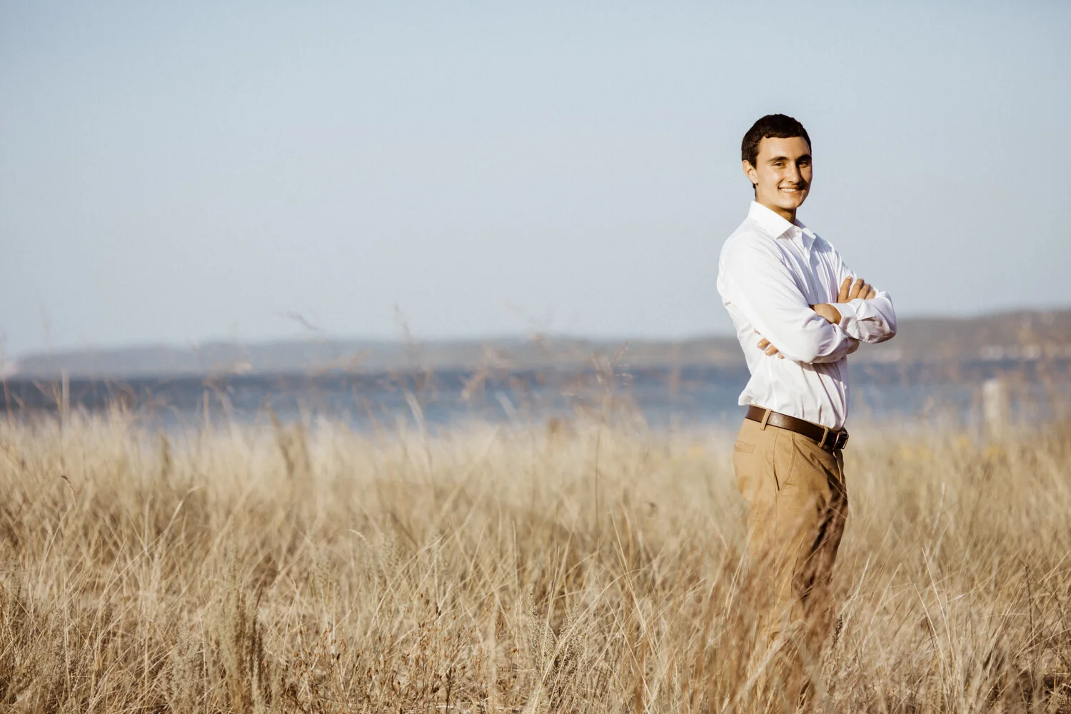 Environmental portrait of man in Sleeping Bear Dunes.