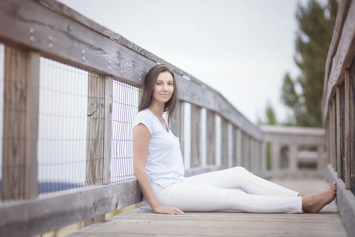 Environmental portrait on wooden boardwalk in Sleeping Bear Dunes.