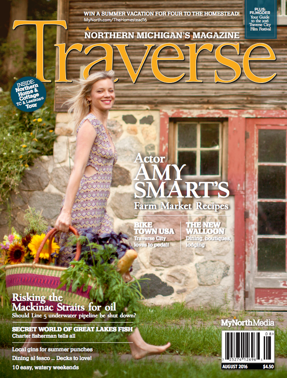 Traverse Magazine cover featuring actress Amy Smart photographed by Michael Poehlman.