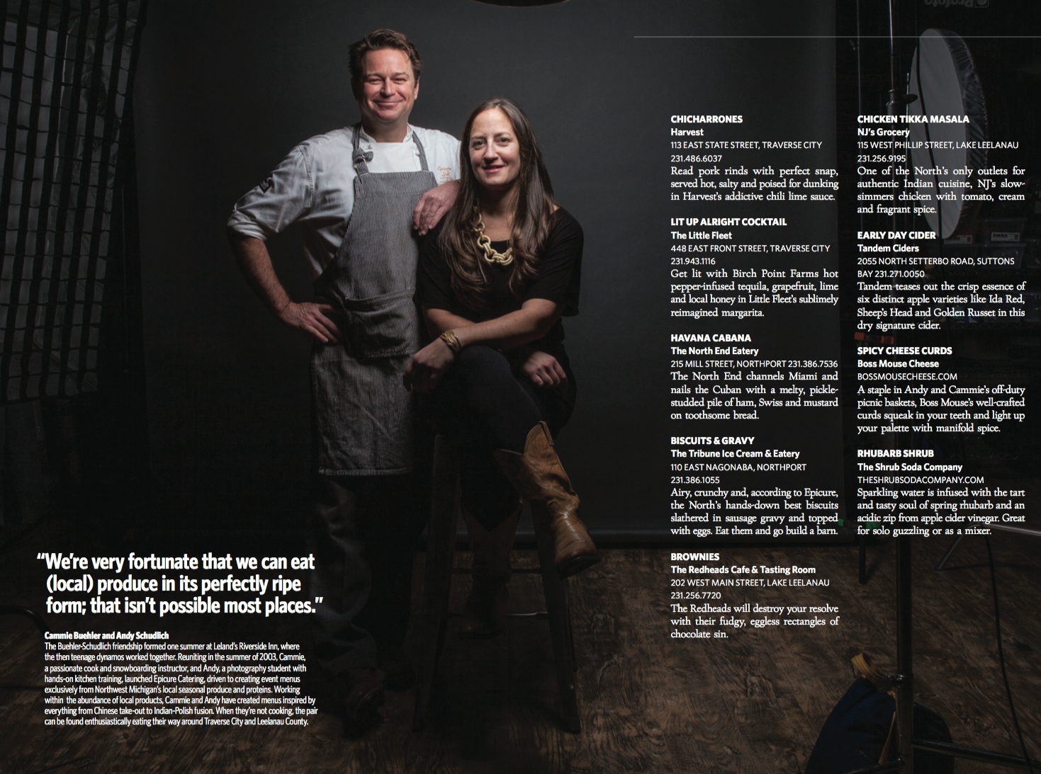 Editorial portrait of chef for Traverse Magazine restaurant feature.