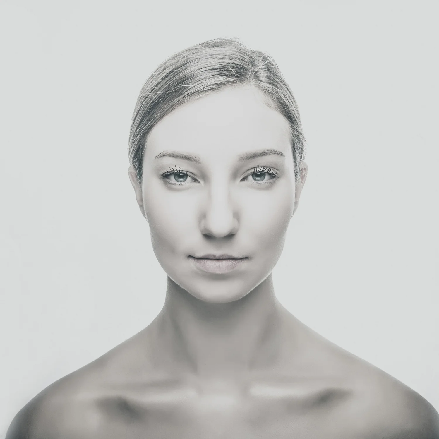 High-key beauty portrait of woman.