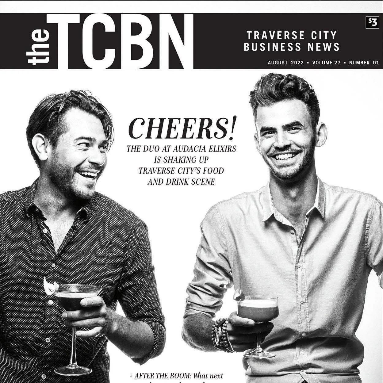 Traverse City Business News magazine cover featuring local restaurateurs.