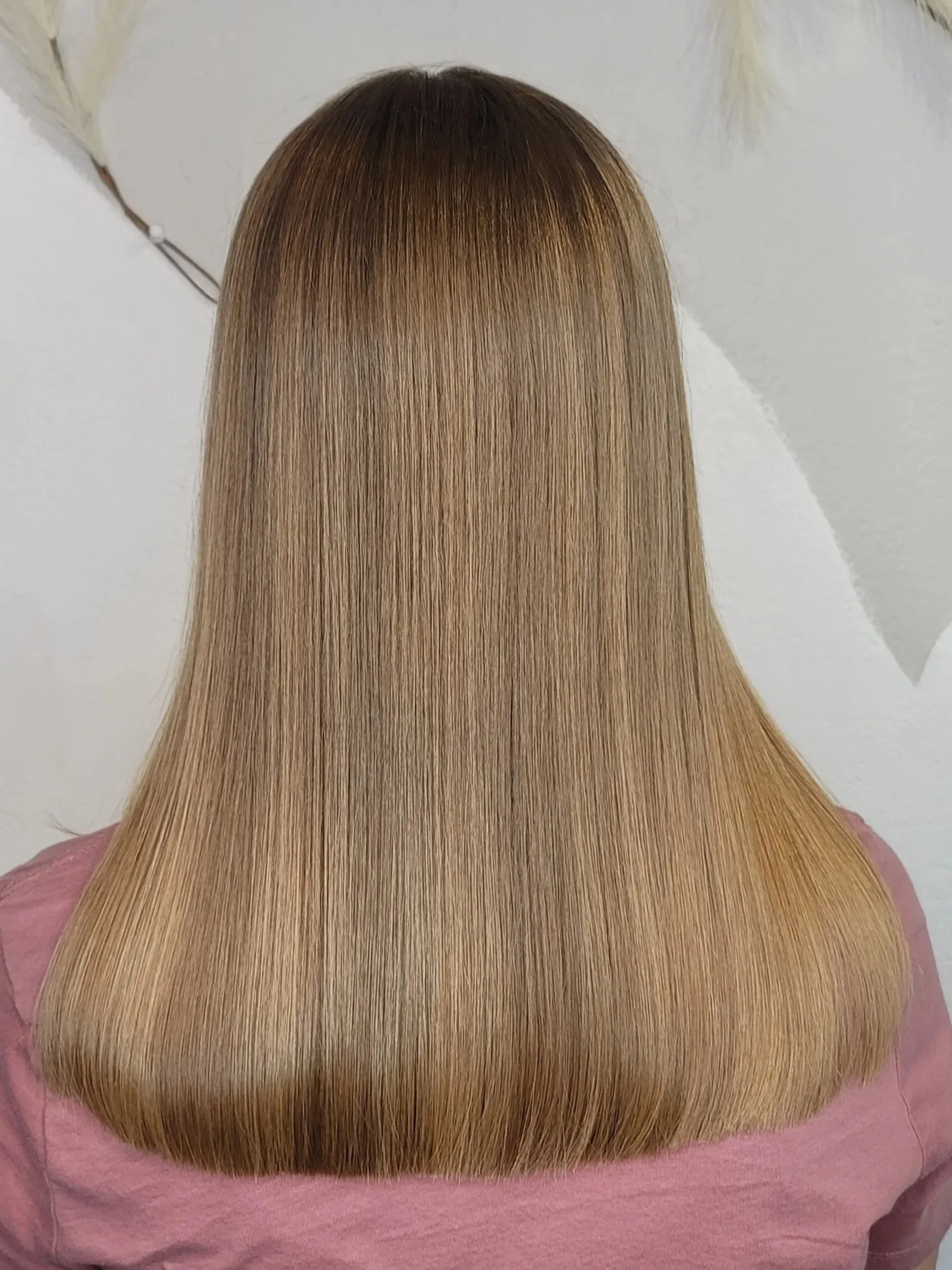 Honey Blonde Babylights & Silk Press