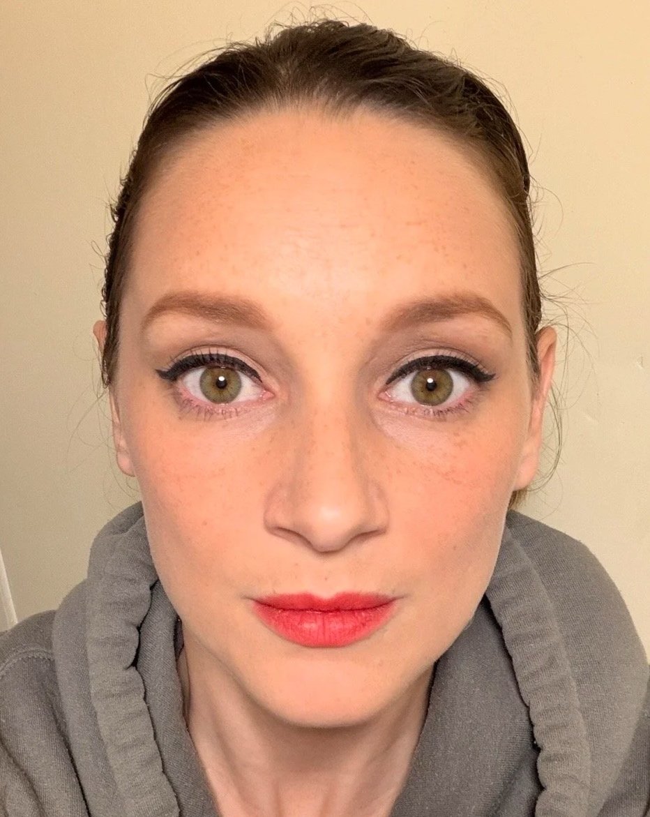 A woman with a vintage makeup look