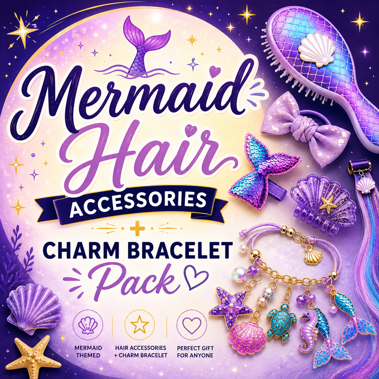 Mermaid Hair 7 Accessories + Charm Bracelet Pack - Pickup August 18