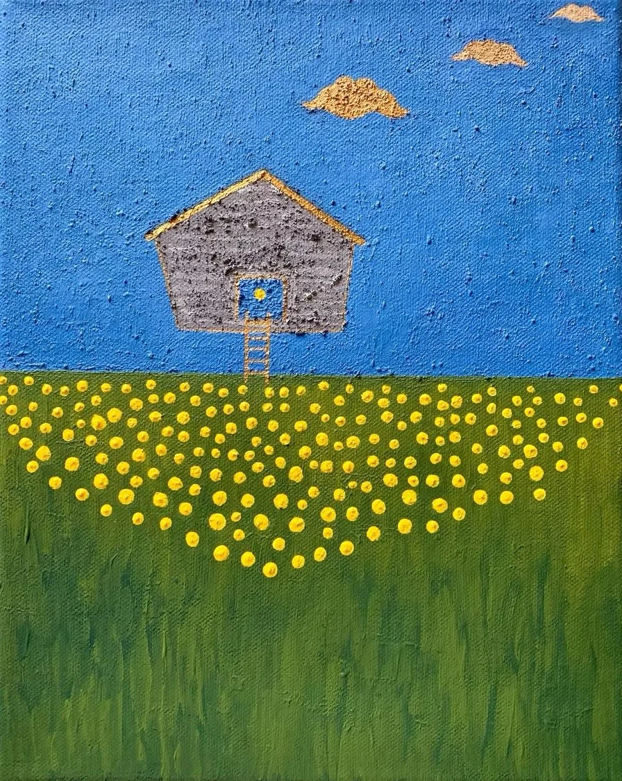 MY MOVING HOVEL, 2025
sekatekniikka kankaalle, 30x24 cm