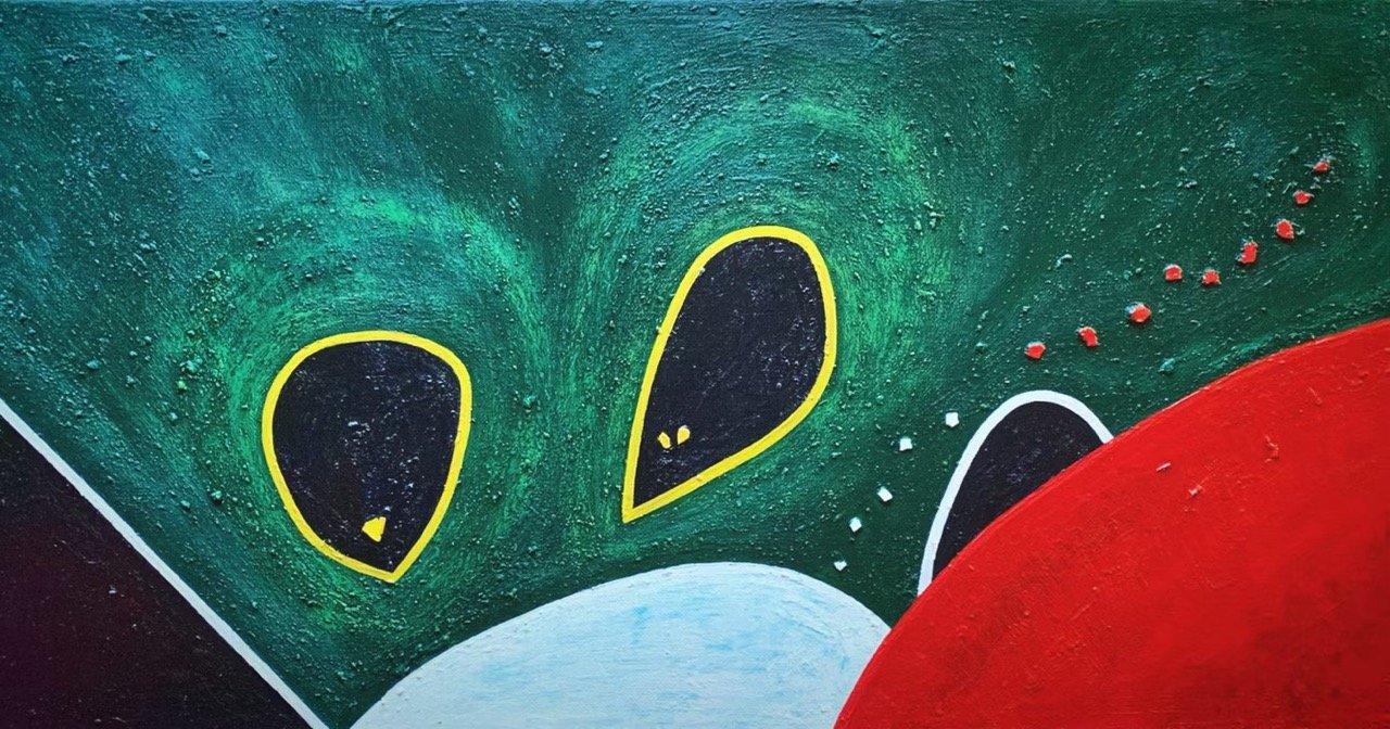 LITTLE GREEN, 2020/2025
sekatekniikka kankaalle, 60x30 cm