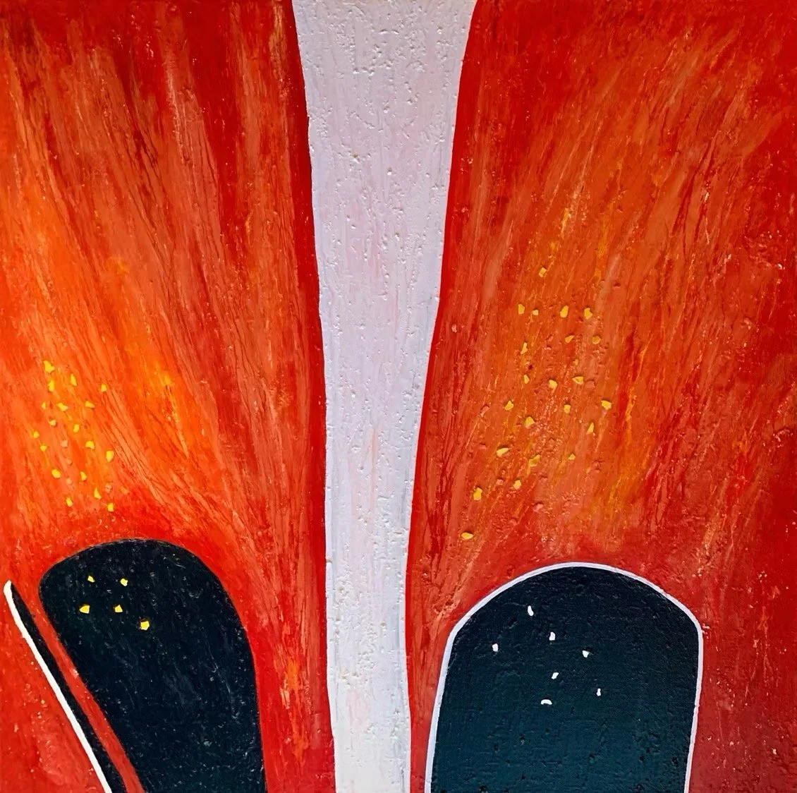 ORANGE SPLIT, 2020/2025
sekatekniikka kankaalle, 60x60 cm