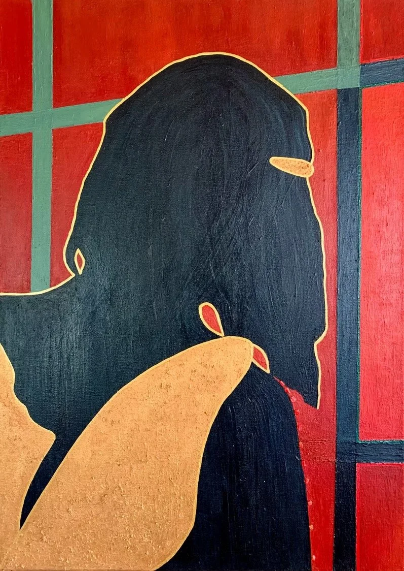 LITTLE GIRL BLUE, 2022/2025
sekatekniikka kankaalle, 50x70 cm