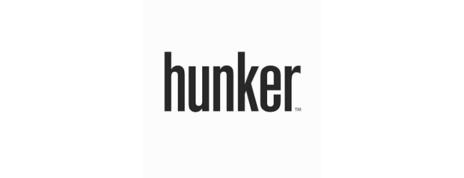 The word 'hunker' in black lowercase letters on a white background.