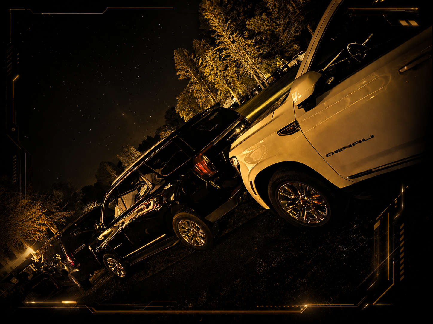 Three Monarch Security SUV's preparing for secure transport.