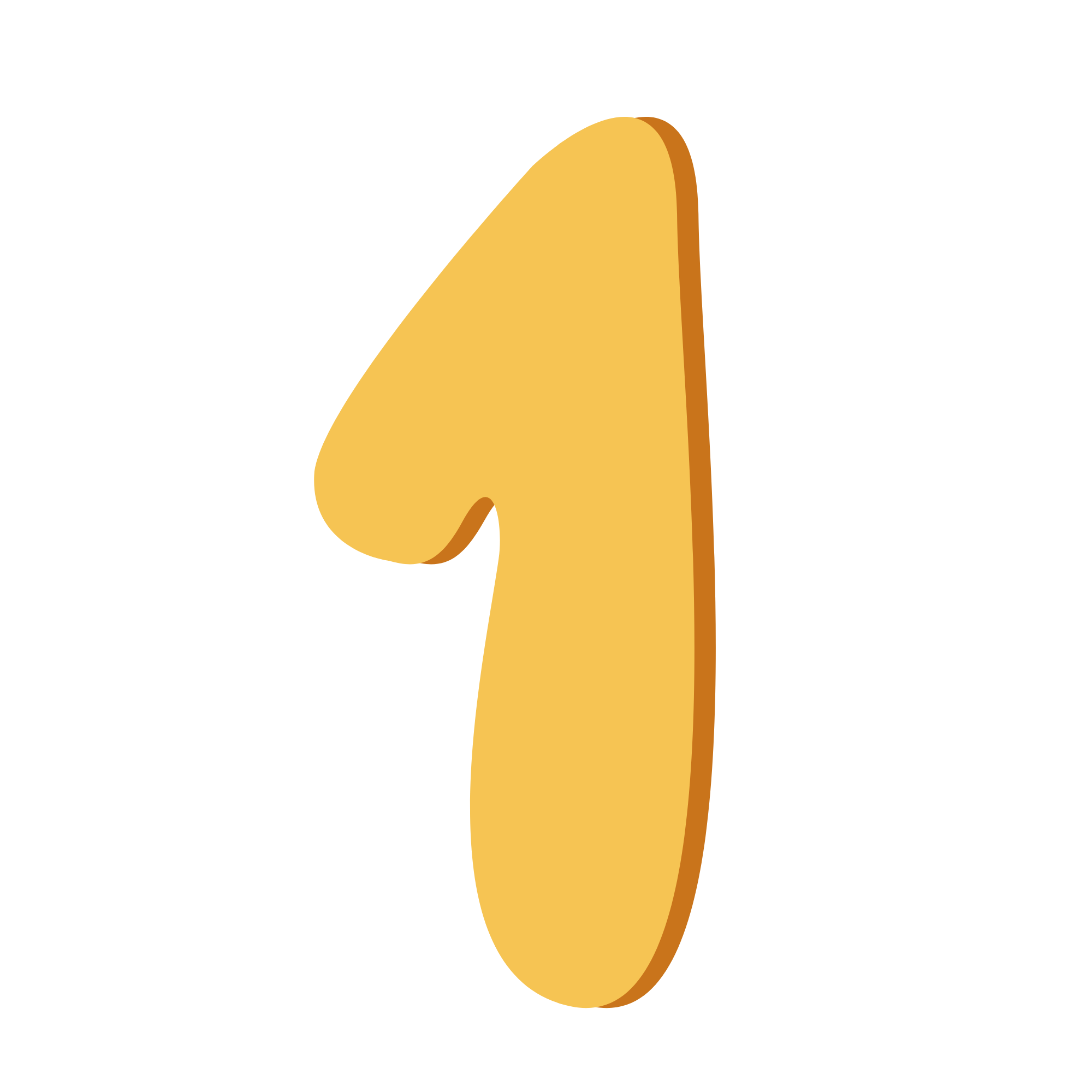 A yellow illustrated number one.