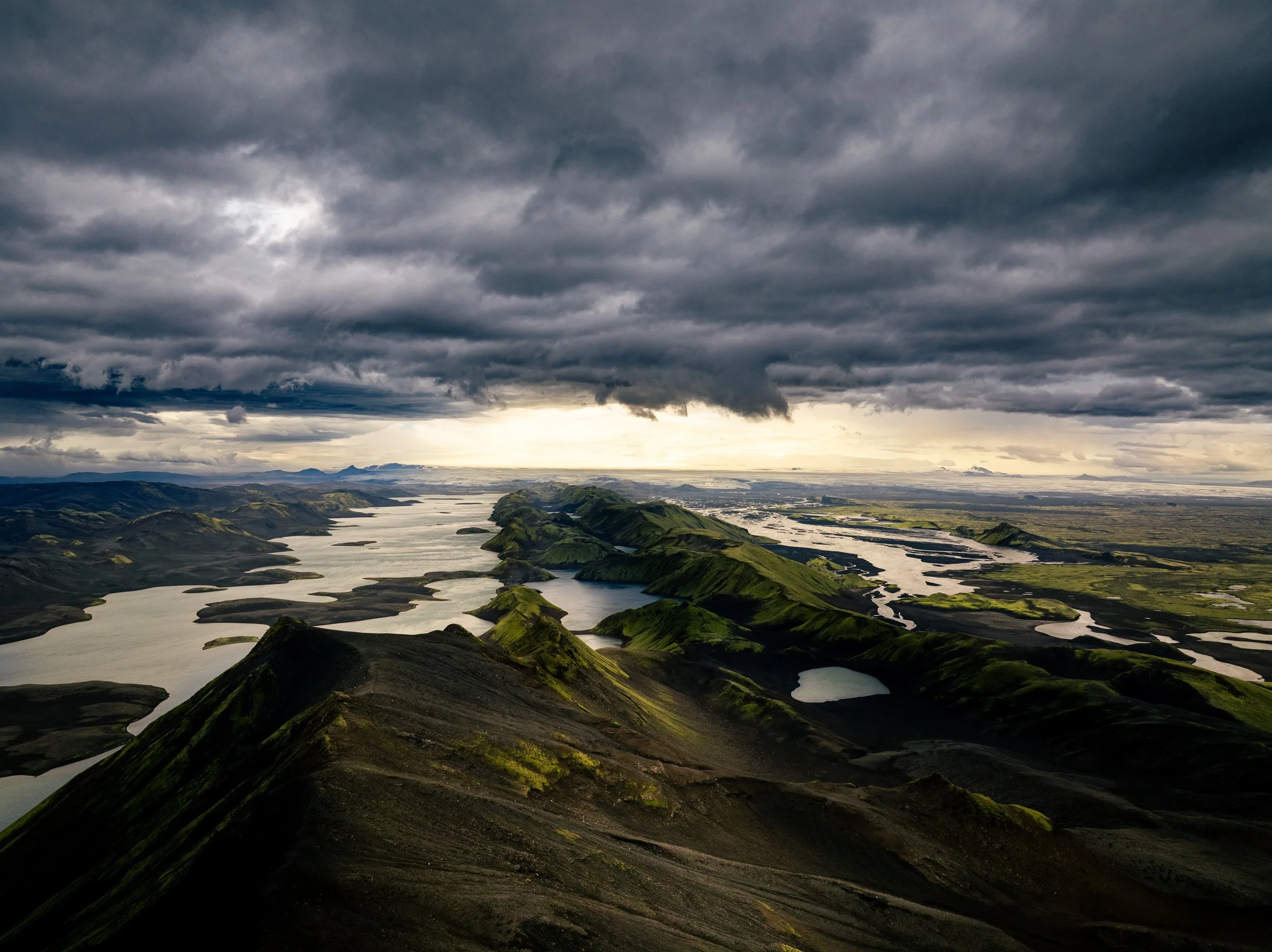 Vast volcanic landscape surrounding Langisjór lake in the Icelandic Highlands