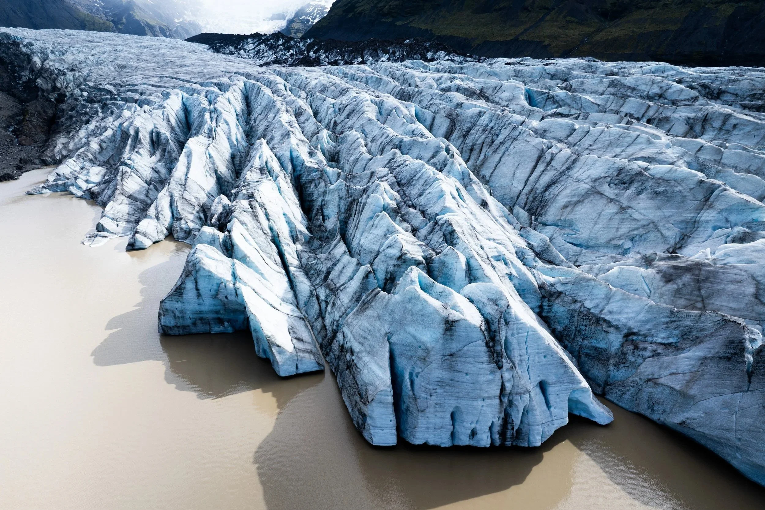 Blue ice formations at Svínafellsjökull glacier in Iceland