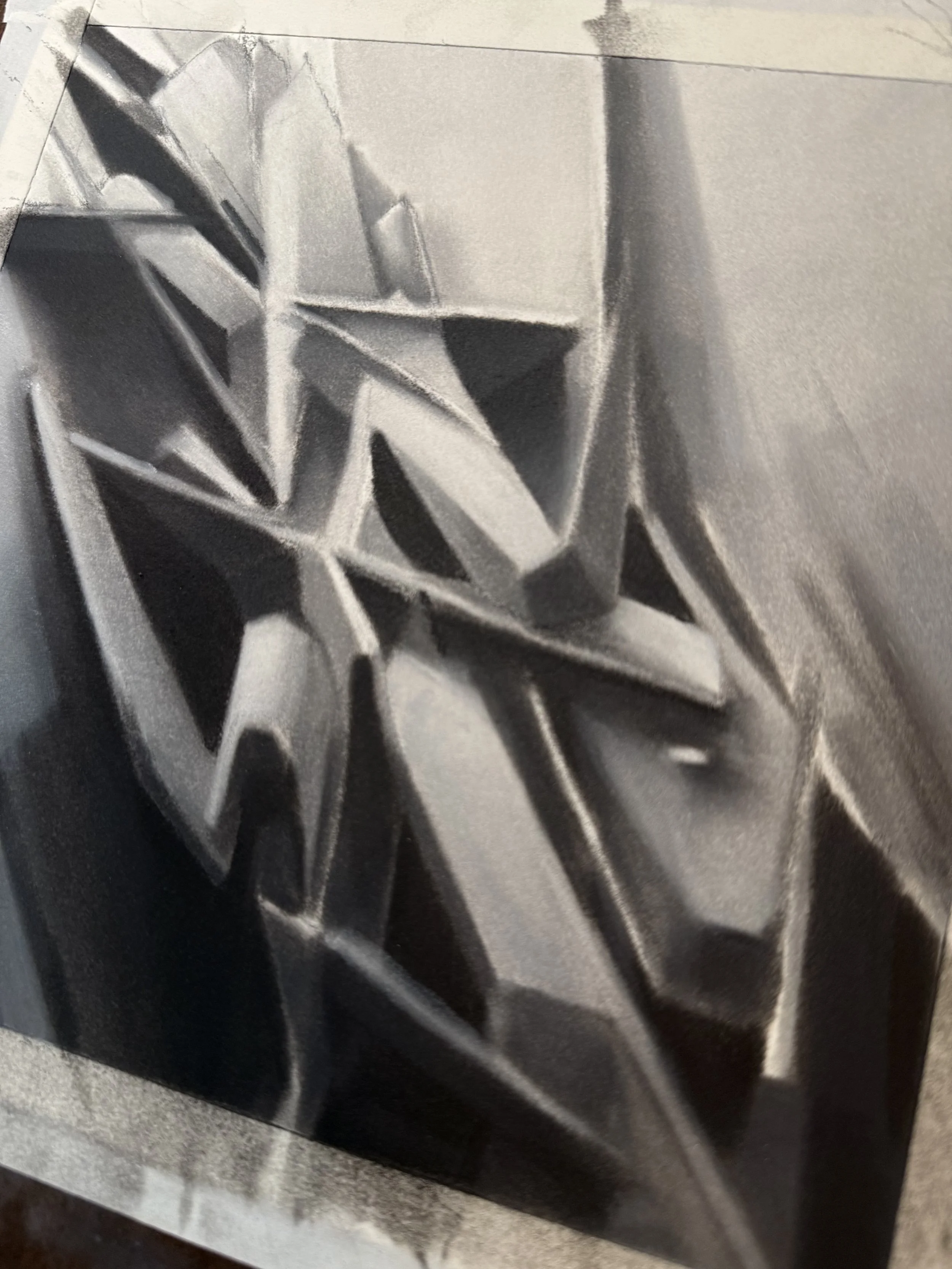 A close-up photo of a 3d graffiti style with a geometric pattern design on the surface.