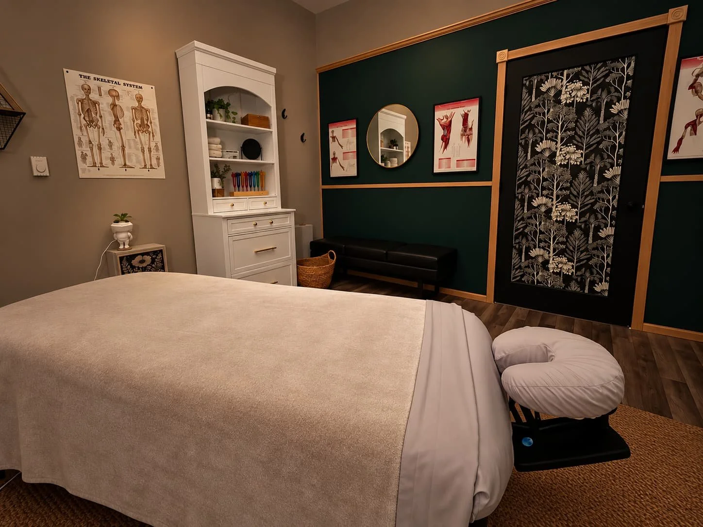 The massage therapy room at Harmonize Wellness.