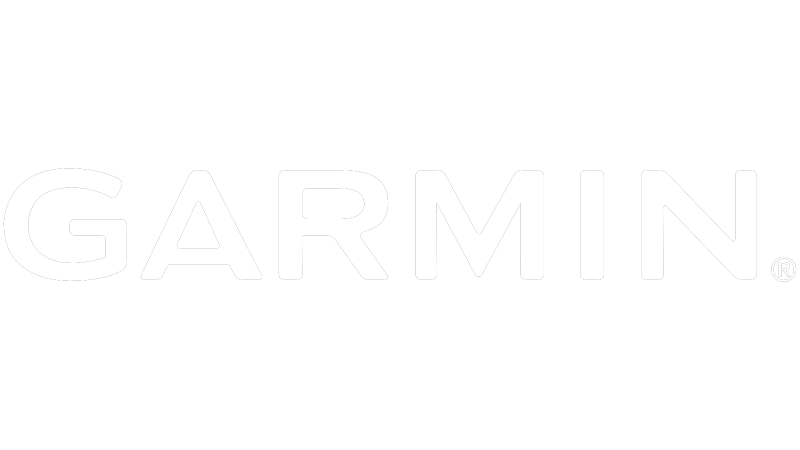 Logo blanc Garmin sur fond noir