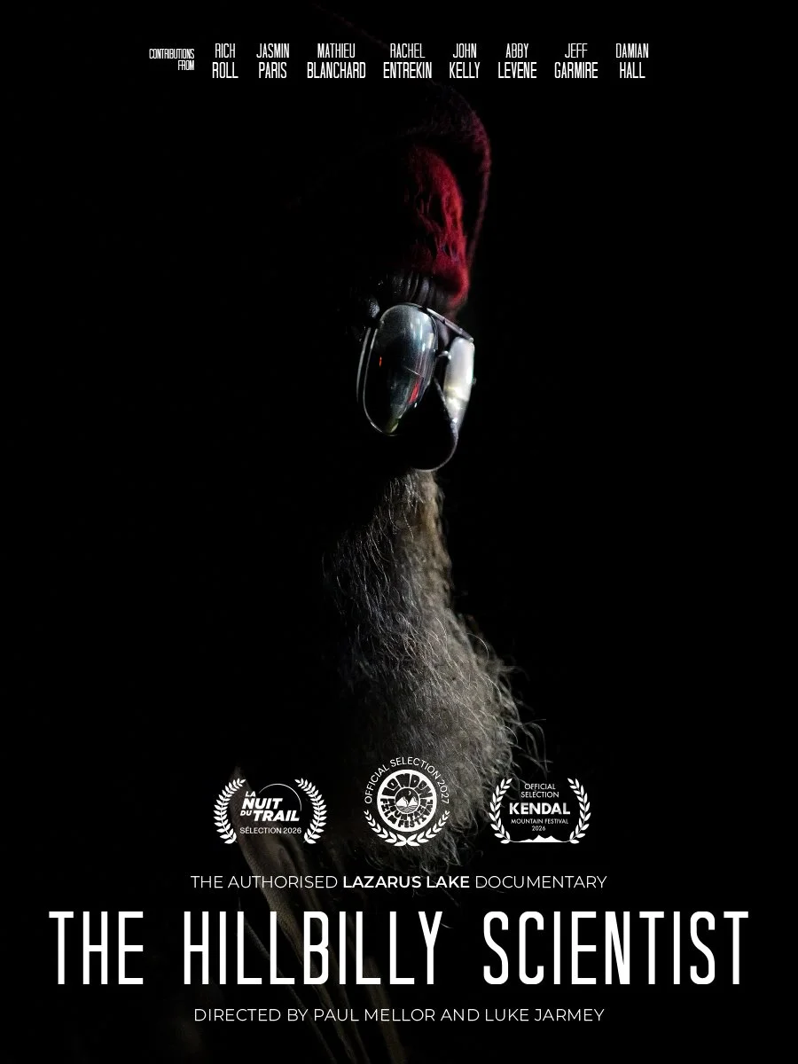 Affiche du documentaire « The Hillbilly Scientist », montrant Lazarus Lake portant des lunettes de protection dans l’obscurité.