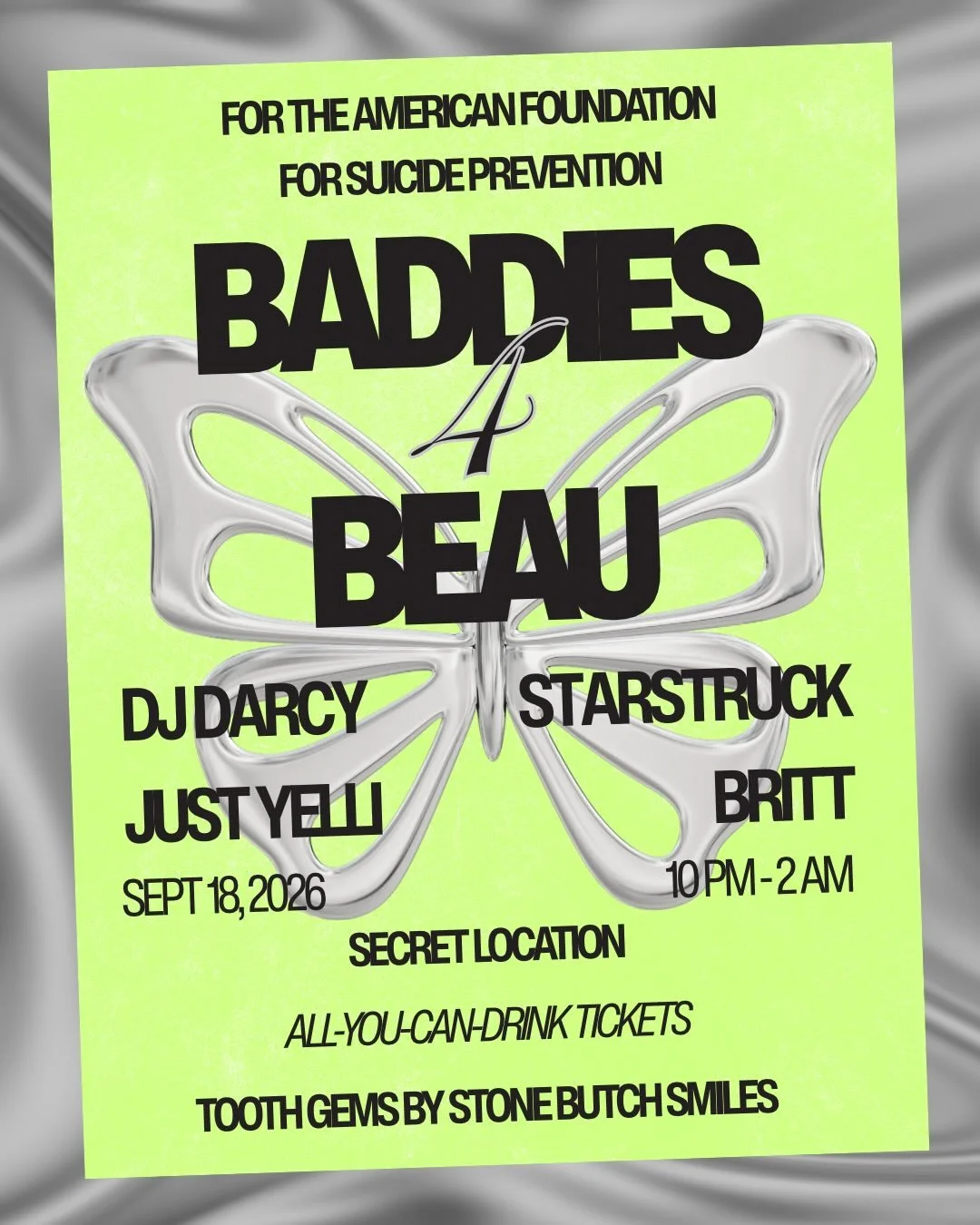 BADDIES4BEAU 💎🦷✨ BLING4BEAU

COME PARTY &amp; GET BLINGED TO SUPPORT A BLACK LESBIAN COMMUNITY MEMBER!! 

I met Beau this summer at a beach event and was instantly struck by how open and sweet she was, and when I found out she was running a maratho