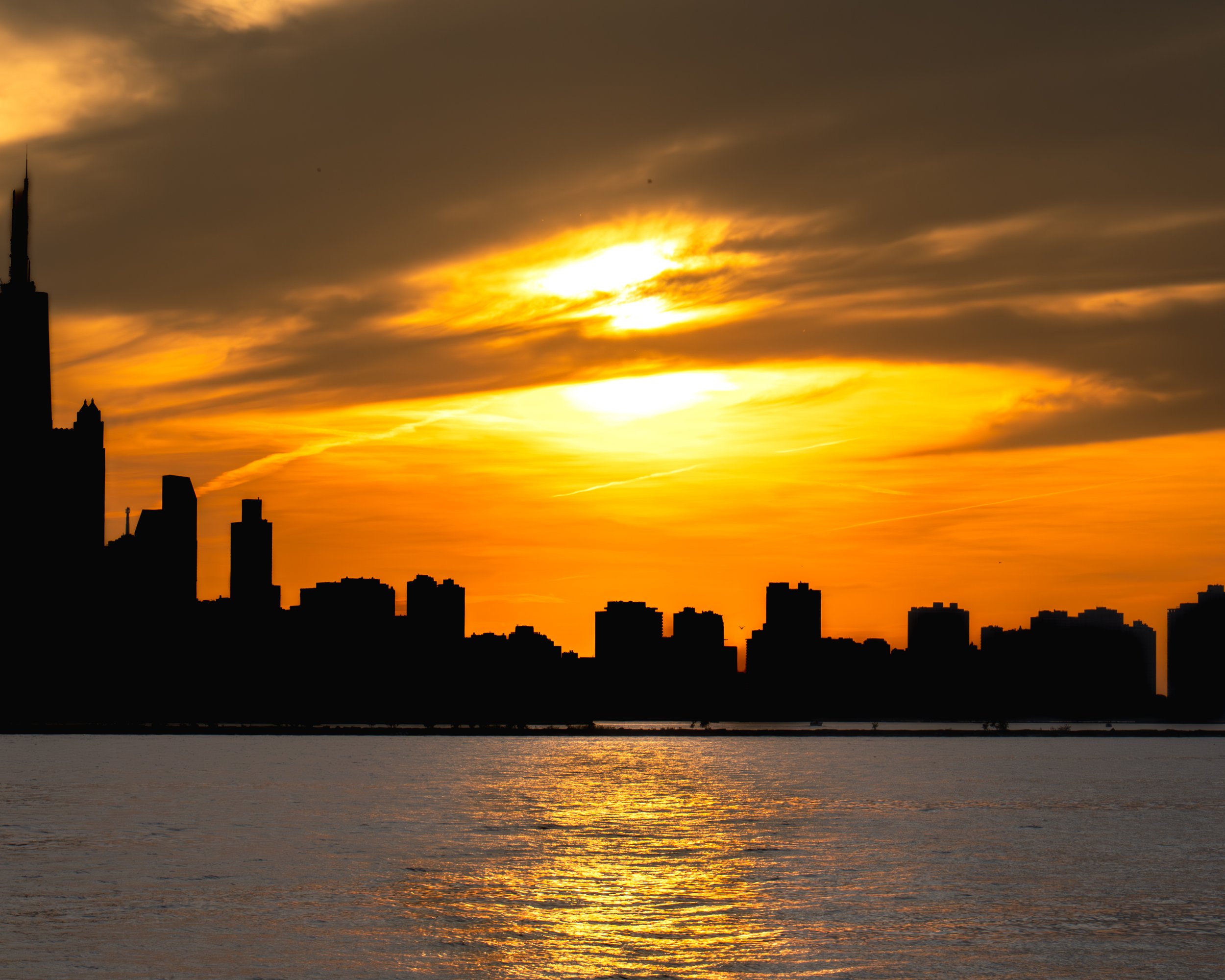 Chicago, IL, sunset 