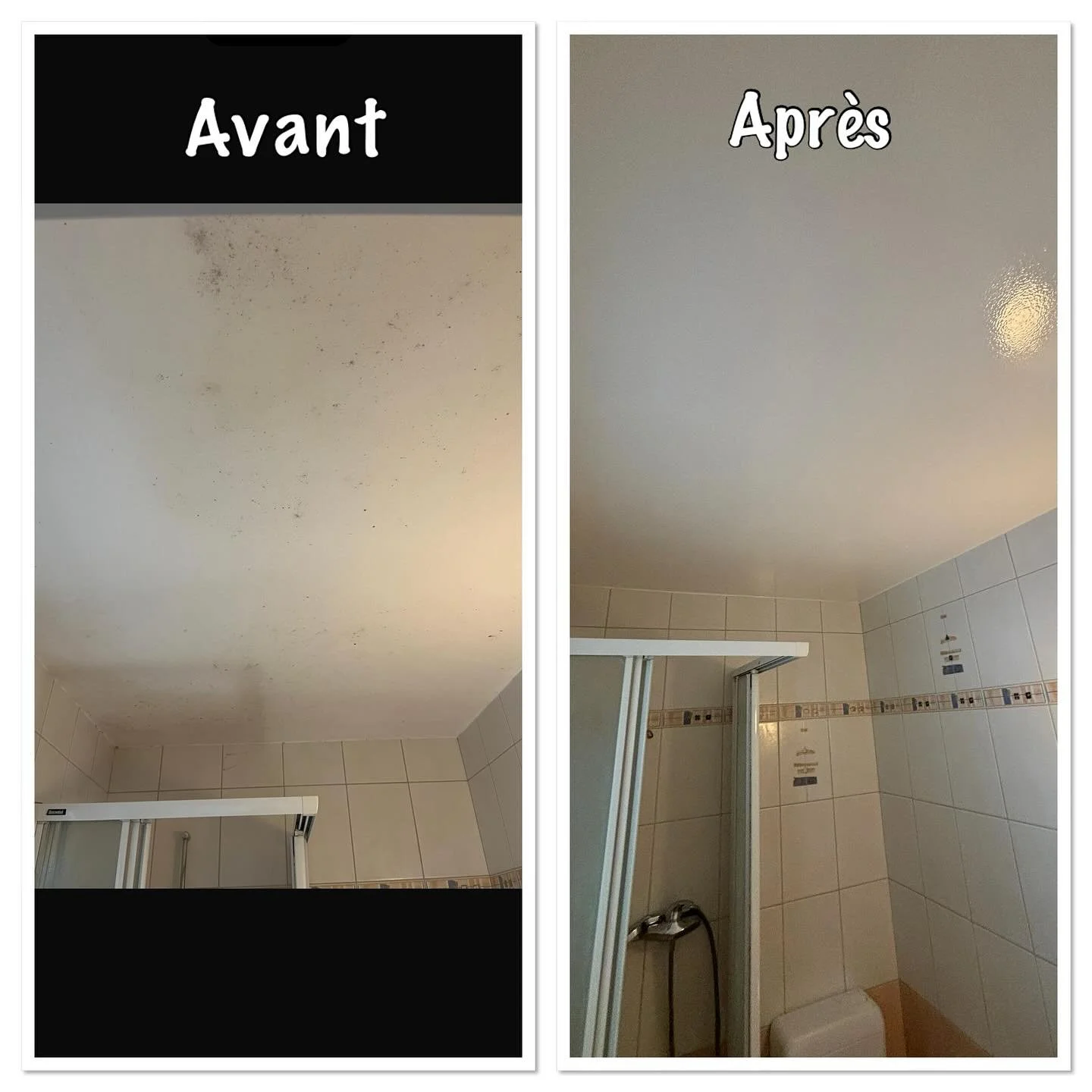 Traitement fongicide du plafond d&rsquo;une salle bain pour traitement de moisissures d&ucirc;s &agrave; la condensation