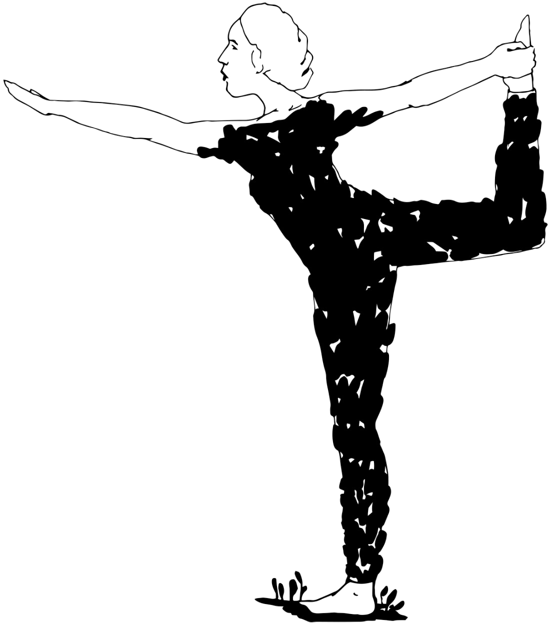 Two movement figures in black and grey
