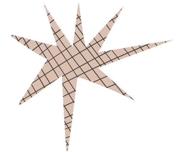 A beige star-shaped object with a grid pattern on a black background.