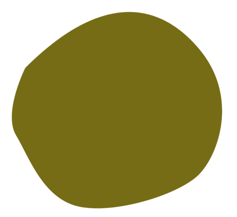 A 3D rendering of an olive green irregular sphere with a black background.